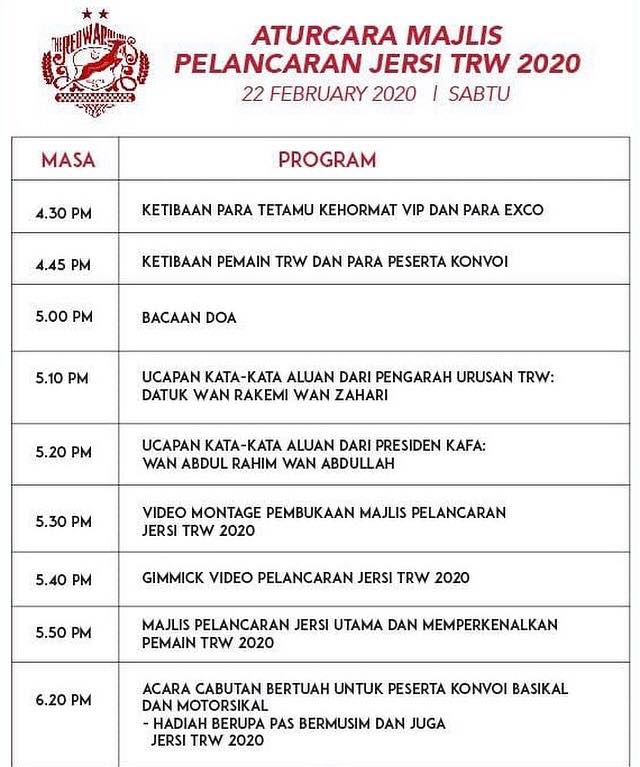 atucara majlis persmian jersi kelantan 2020 