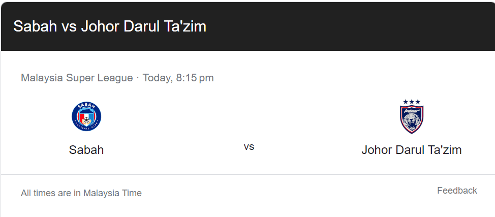 SABAH VS JDT