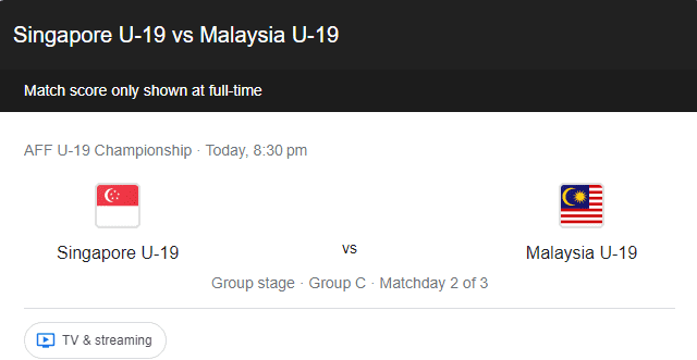 Singapore u19 vs Malaysia u19